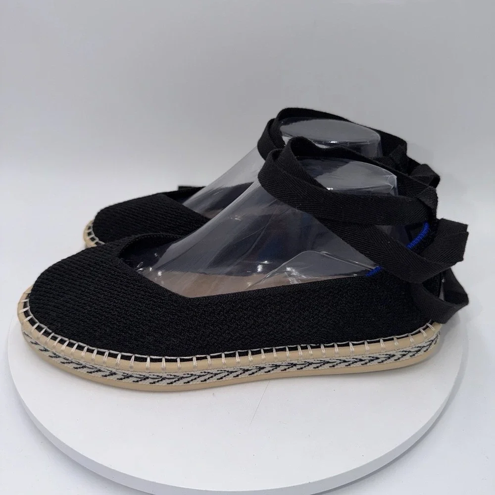 Rothy's The Espadrille Black Lace Up Shoes Size 9.5